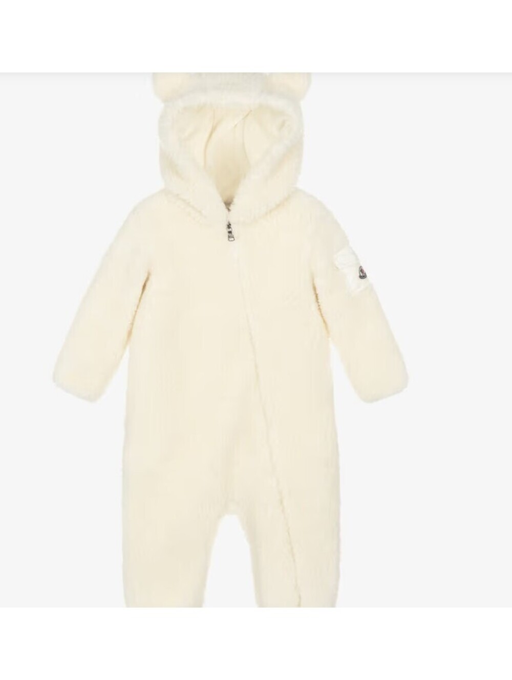 Moncler Enfant teddy-effect hooded romper cream
